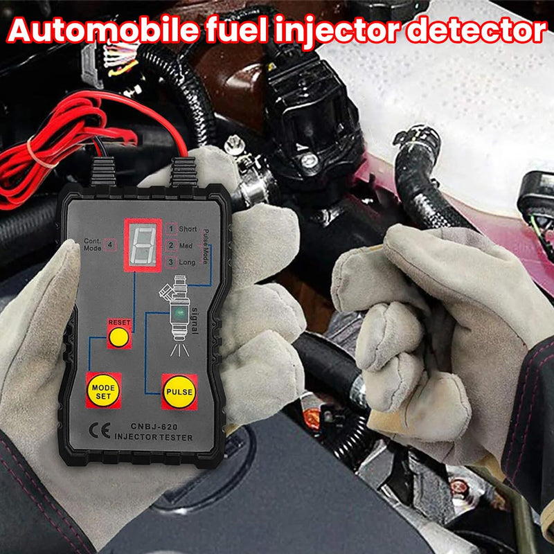 AUCELI Fuel Injector Tester Cleaner Kit, 12V Car Injector Tester with 2 Adapters 4 Pulse Modes, DIY Cleaning Tool Set with Short Circuit Protection, Automotive Gasoline Injector Tester MZ620