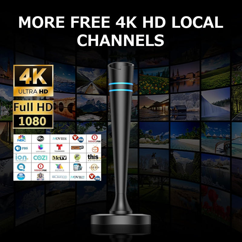 TV Antenna Indoor for smart TV, Digital Antenna for Smart TV with Local Channels, TV Antenna Long Range Reception with Amplifier Signal Booster, 360° Strong Reception, Supports 4K 1080p HD