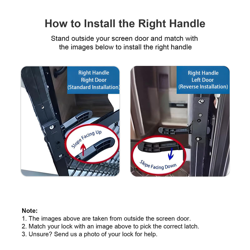 Metal RV Screen Door Latch Right Hand Handle Replacement Kit for Camper, Motorhome, Travel Trailer (Passenger Side)