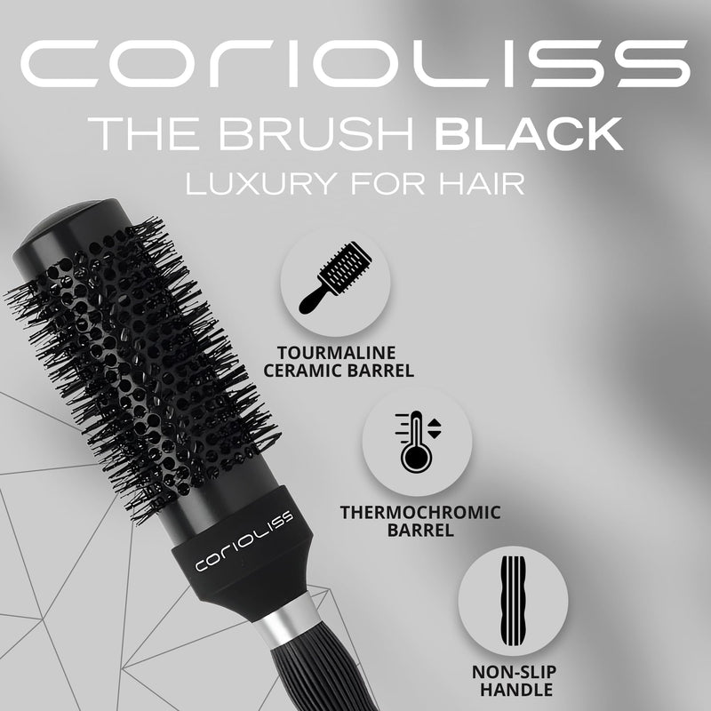 Corioliss | Hair Roller Brush for Women | Professional Hair Brush Ceramic | Ideal for Short Hair and Precise Work Styling 43 mm Black 43mm