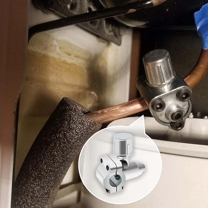 Refrigerator Freon Recharge Hose Gauge Kit-A/C R134a R12 R22 R502 Fridge Recharge Tool Kit with BPV31 Bullet Piercing Tap Valve, r134a Quick Coupler, R134a Self-Sealing Adapter for Refrigerant System B