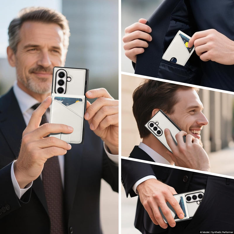 for Samsung Galaxy Z Fold8 Ultra Wallet Case Magsafe,White | Built-in Screen Protector,2 in 1 Magnetic Detachable Card Holder Slot,PU Leather,RFID Blocking,Flip Kickstand,for Men & Women White Galaxy Z Fold 8 Ultra