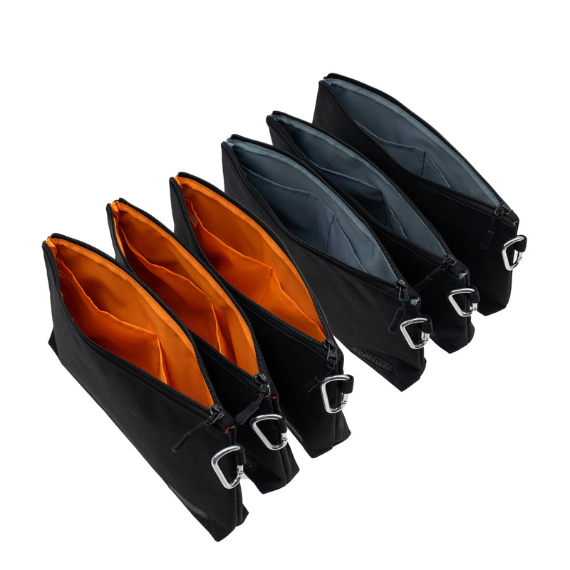 COREFLEX Premium Tool Pouch Zipper Bag, Small Tool Bag, Multipurpose Storage pouch, Heavy duty Flat Bottom Tool bag with YKK Zipper (6 pack Large 12inch Black) 6 pack Large 12inch Black