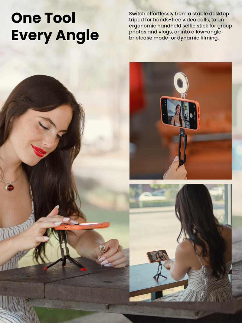JOBY AC02 Magnetic Phone Tripod Stand | Aluminium Mini Pocket Tripod, N52 Strong Magnet, Quick Mount, Black, for iPhone 17 16 15 14 13 12 Series