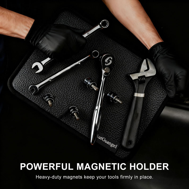 Flexible Magnetic Tool Mat & Holder for Mechanics, Professional Non-Slip 13"x10" Magnetic Pad for Tools, Heavy Duty Magnet Mat for Garage, Workshop & Auto Repair (Black) Black