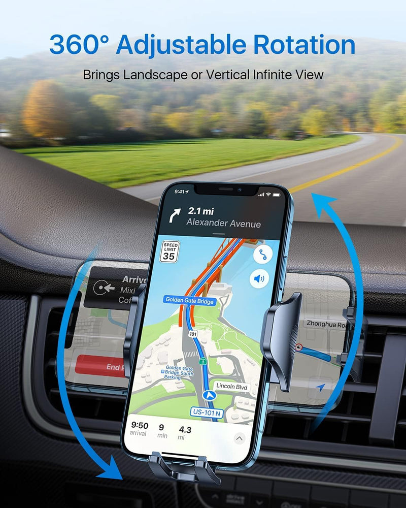 andobil 2026 Upgraded Car Phone Holder Mount for Vent, Military Sturdy Metal Clip Air Vent Phone Holder for Your Car Easy Used Cell Phone Car Mount for iPhone 17 16 15 14 13 12 Pro Max Samsung Grey