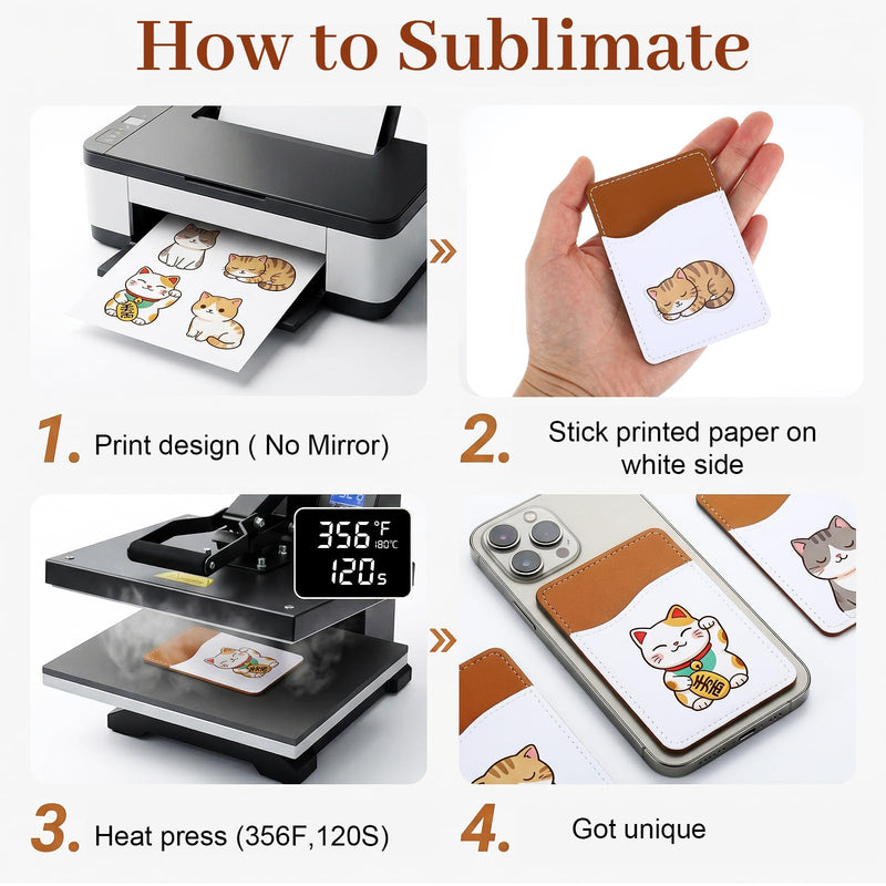 Kenaeeooe 24 Pack Sublimation Phone Case Blanks Pu Leather Card Holder for Phone Case Stick On Wallet for Most Smartphones
