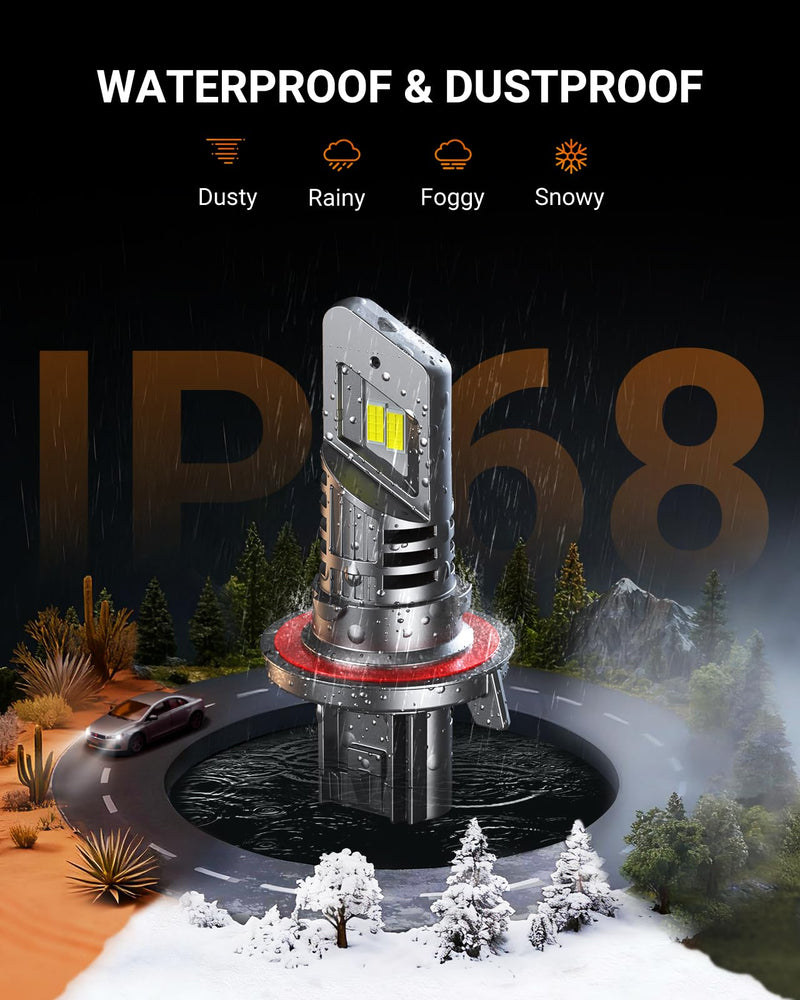 SEALIGHT S1-Pro H13/9008 Fog & Light Bulbs, 40000LM 6500K White H13 Lights, 1600FT Beam, IP67 Waterproof with Fan, 2-Pack for ATV/SUV 9008/H13