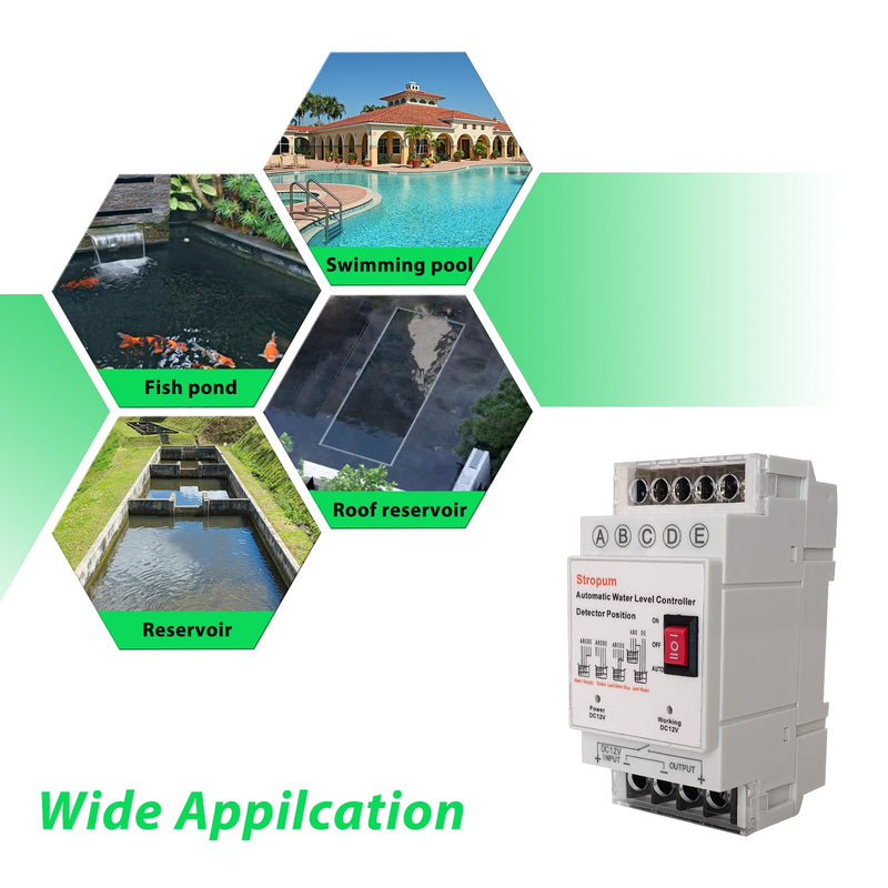 DC 12V Automatic Water Level Controller Liquid Level Sensor Detector Pump Float Switch Control Relay with 6.5ft Detector GL-2 DC 12V