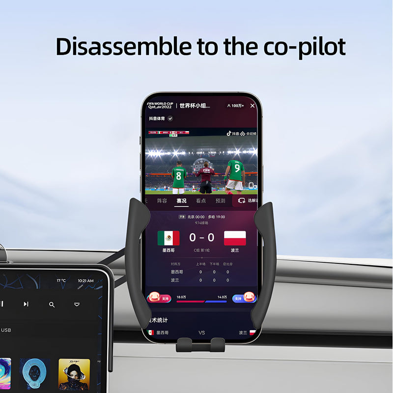 15.4inch Premium Tesla Phone Mount & Holder for Model Y Juniper (2025-2026) & Model 3 Highland (2024+),Snap-On Screen Clip with Scratch-Free Felt Base, Solid Alloy Arm Model Y(Juniper 2025+)