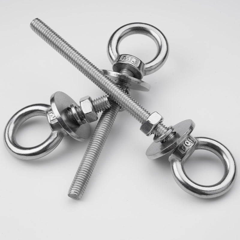 4 Pack M12 Stainless Steel Eye Bolts with Nuts, 1/2" x 6" Long Lifting Ring Eye Bolt， Eye Bolts Heavy Duty for Hang Tie Down Outdoor (4, M12x153mm (1/2"x6")) M12x153mm (1/2"x6") 4