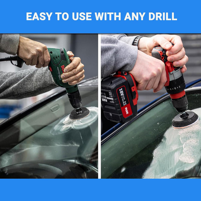 GLASS POLISH DIY 3” Windshield Polishing Kit for Car Glass Restoration, Remove Wiper Blade Damage, Fine Scratches, Haziness, and Water Spots, Restore Glass Clarity and Shine - GP21005 Glass Repair Kit
