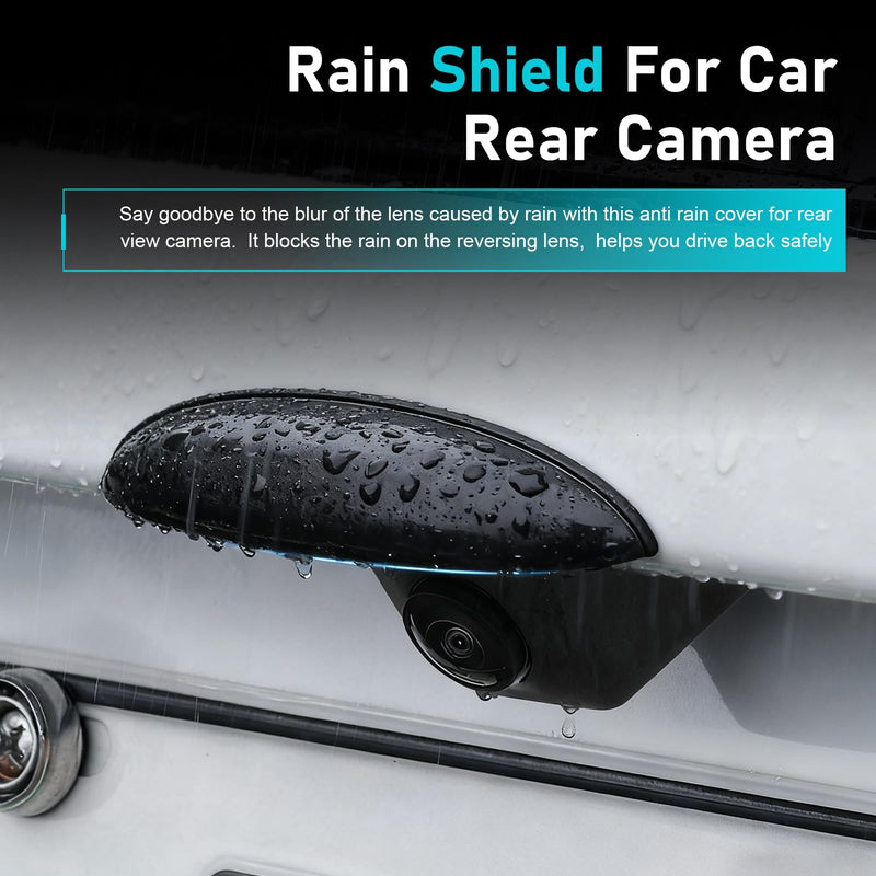 Car Rear View Camera Cover, Waterproof ABS Wider Reversing Camera Shield, Anti-rain Anti-Glare Backup Lens Guard, Self-Adhesive Modification Accessory for Most Cars (Black) 1 PC Black