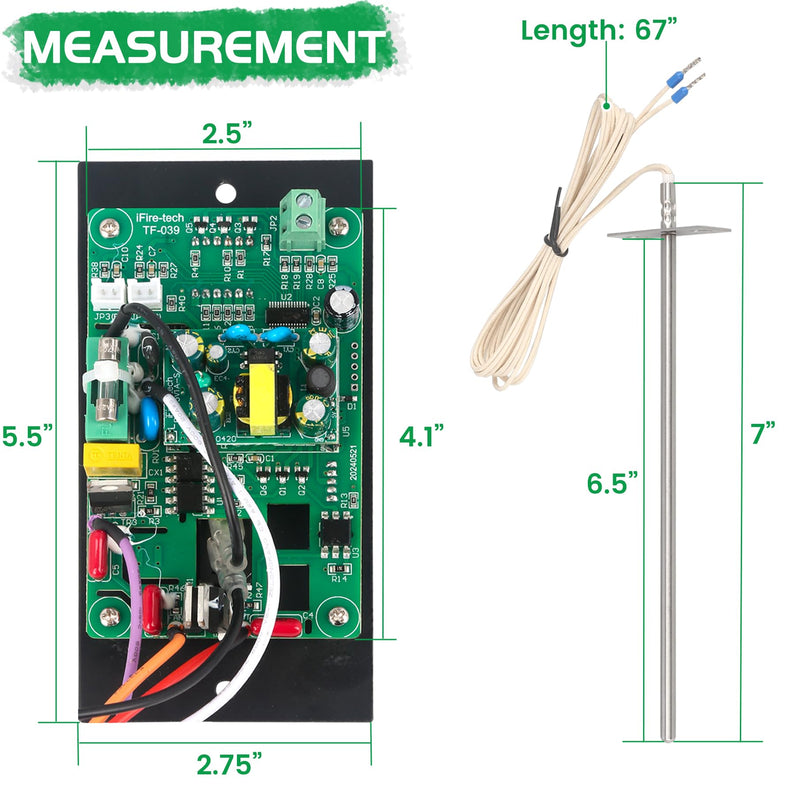 Control Panel Replacement for Traeger BAC236 Controller Digital Elite Thermostat BAC365 Wood Pellet Smoker with 7" RTD Temperature Probe Sensor BAC194 Grill Accessories Upgraded BAC236 Kit