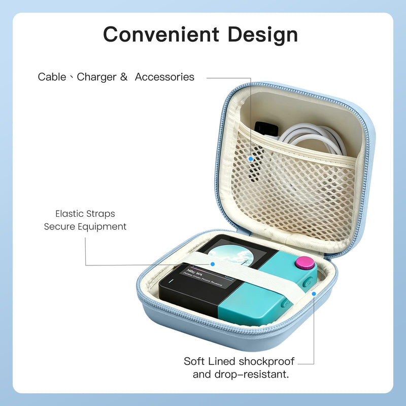 Carrying Case Compatible with HiBy W4 Bluetooth Headphone Amplifier, Hard EVA Protective Storage Case with Lanyard, Waterproof Shockproof Travel Bag, Blue