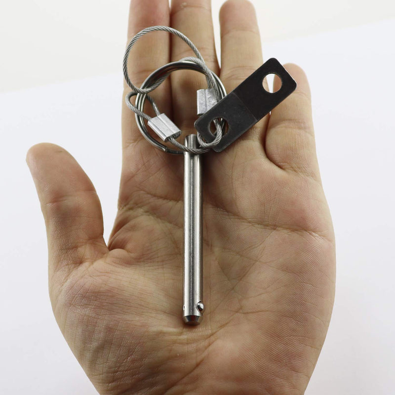 4PIECES of Quick Release Pin 1/4" Diameter, Usable Length 2"(50mm), Total Length 2-1/2"(63mm) Full 316 Stainless Steel, Bimini Top Pin, Marine Hardware