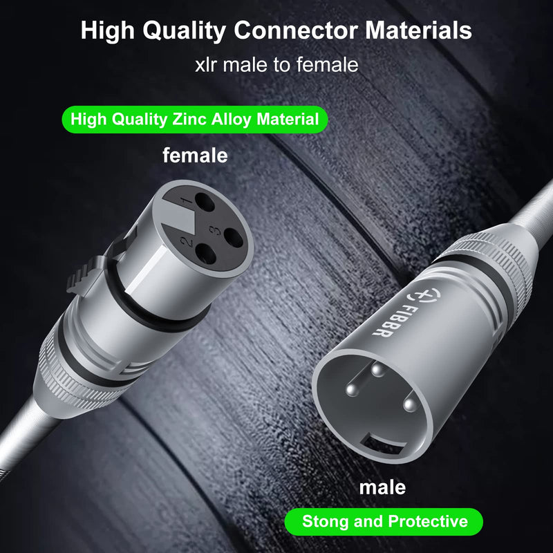 FIBBR XLR Cable 6ft/2M, Microphone Cable Nylon Braided XLR Male to Female Heavy Duty Balanced Microphone Cord Compatible with Preamps/Speaker Systems and More 2m/6ft 1 PCS