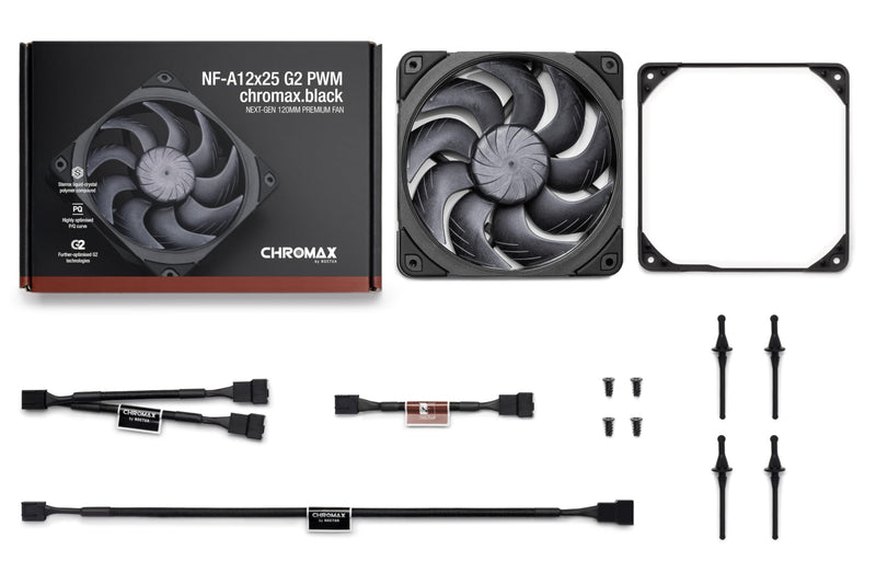 Noctua NF-A12x25 G2 PWM chromax.Black, Premium-Quality Quiet 120mm PC Fan (Black)