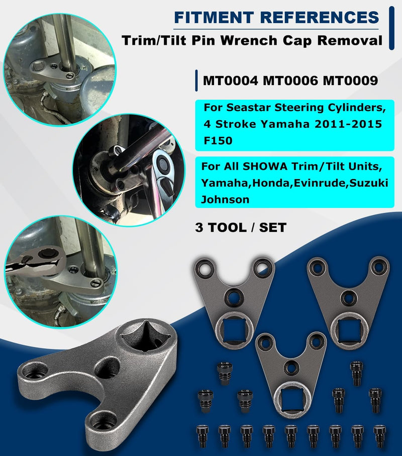 MT0004 & MT0006 & MT0009 Outboard Trim Tilt Pin Wrench Tools Set Compatible with Yamaha, Suzuki, Johnson, Evinrude, All SHOWA Trim/Tilt Units, For Seastar Steering Cylinders