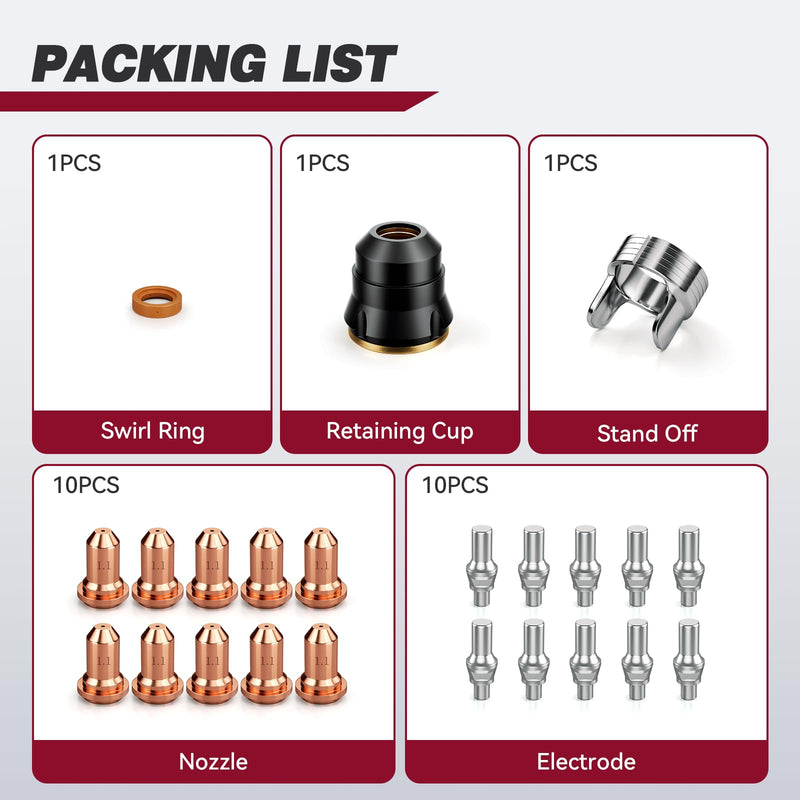 ARCCAPTAIN 23Pcs IPT60 Plasma Cutter Torch Consumables, .045" Plasma Cutter Accessories for ARCCAPTAIN CUT55 NON-HF, CUT55 MP and CUT60 Non-HF, Work with 50-60A Current .045"