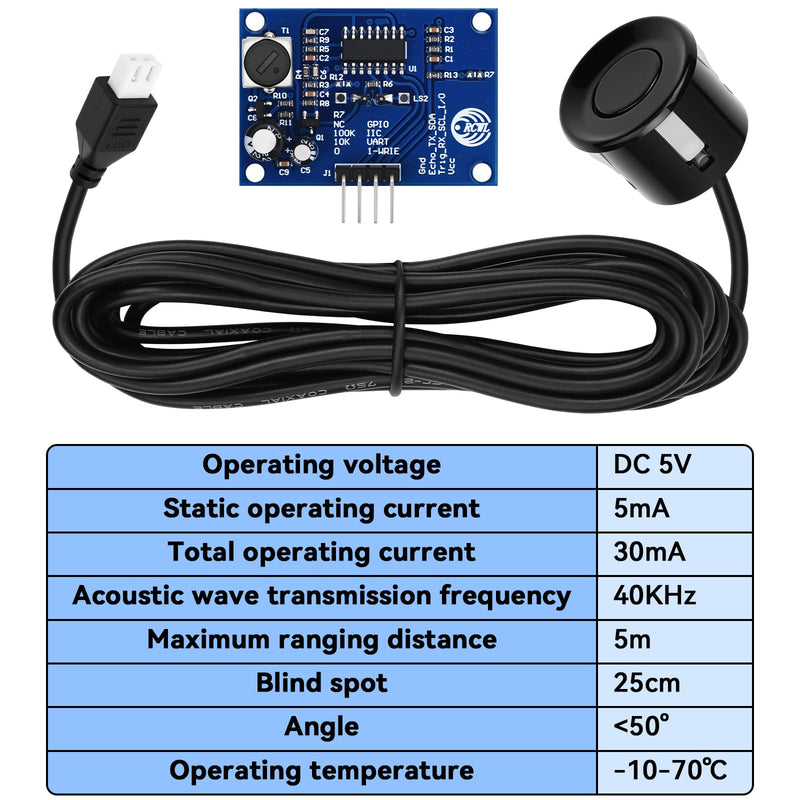 3pcs JSN-SR04T Integrated Ultrasonic Distance Measuring Module 20-500CM High Precision Distance Measuring Transducer Waterproof Design with Male to Female Jumper Wires for Arduino