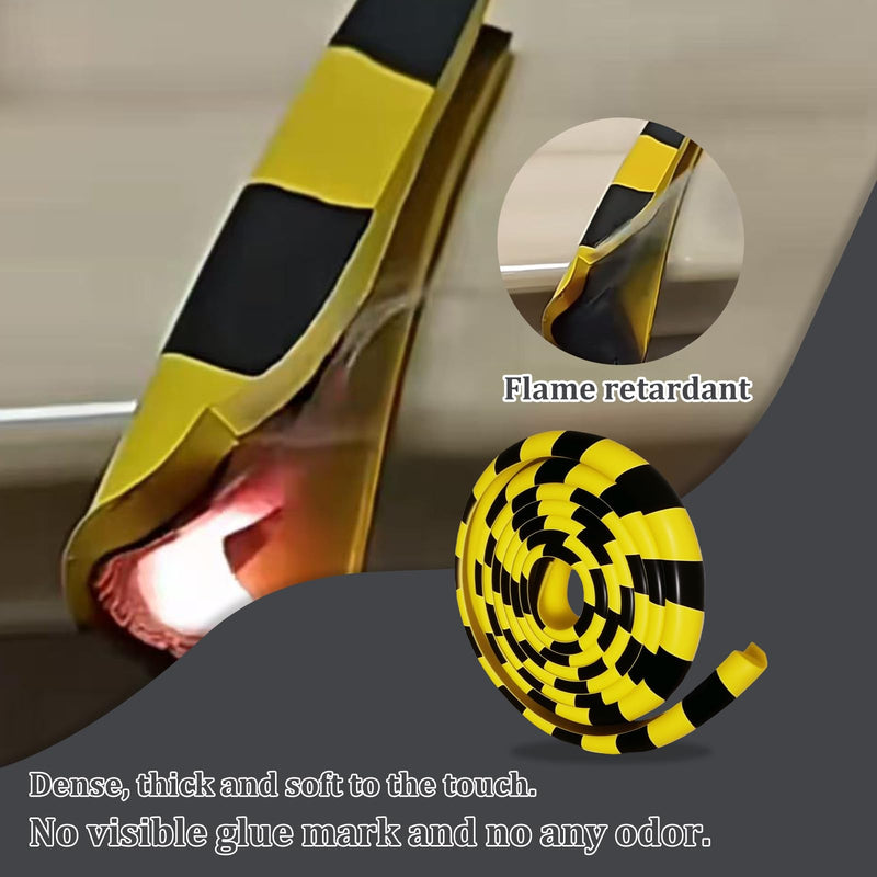  [AUSTRALIA] - Wall Corner Protector 196.9in (5m), Heavy Duty Yellow & Black NBR Rubber Corner Guards, Self Adhesive Safety Bumper Padding for Warehouse Racks, Shelves, Garage & Equipment Protection L-Shaped