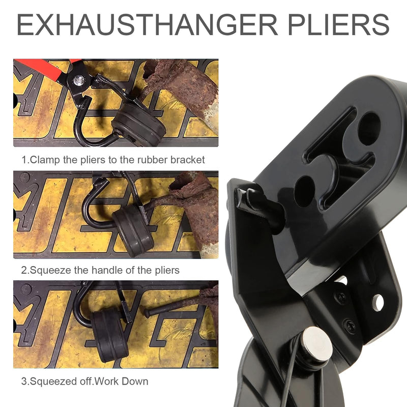 Hanger Removal Pliers for Muffler Systems, Rubber Bracket Separation Tool with 4 Hole Hanger Kit - Universal Fit for All Vehicle Rubber Hangers