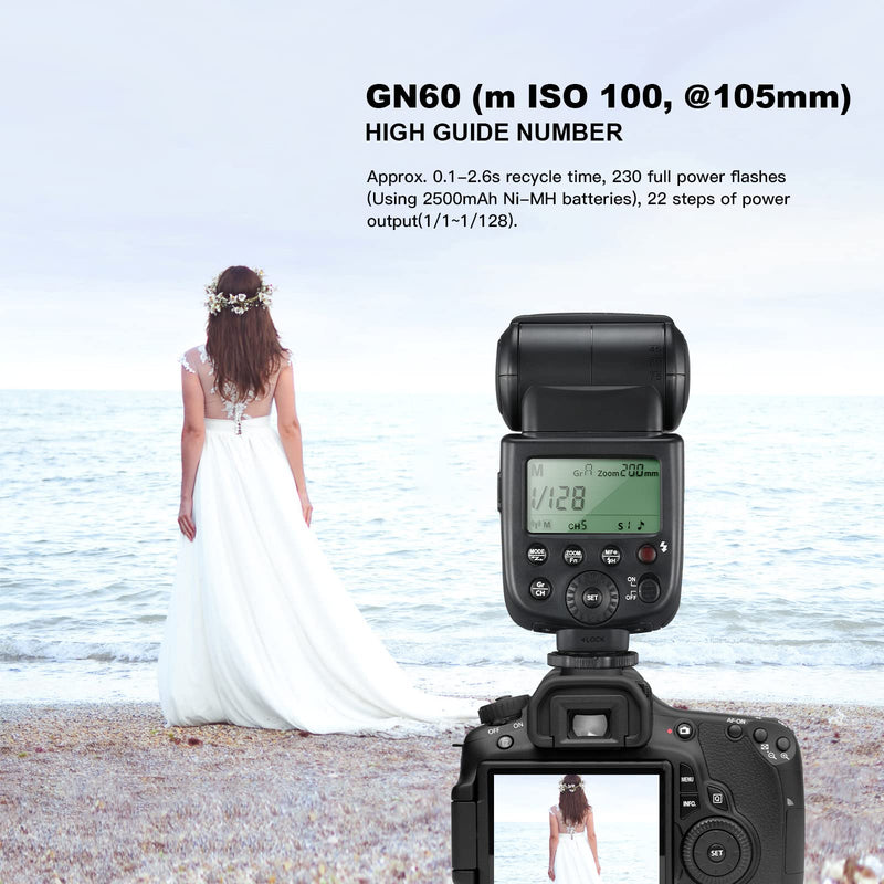 Godox TT600 GN60 2.4G 1/8000s Camera Flash Speedlite | 230 Full Power Flashes, 0.1-2.6s Recycle Time, Compatible for Canon, Nikon, Pentax, Olympus Cameras with Standard Hotshoe