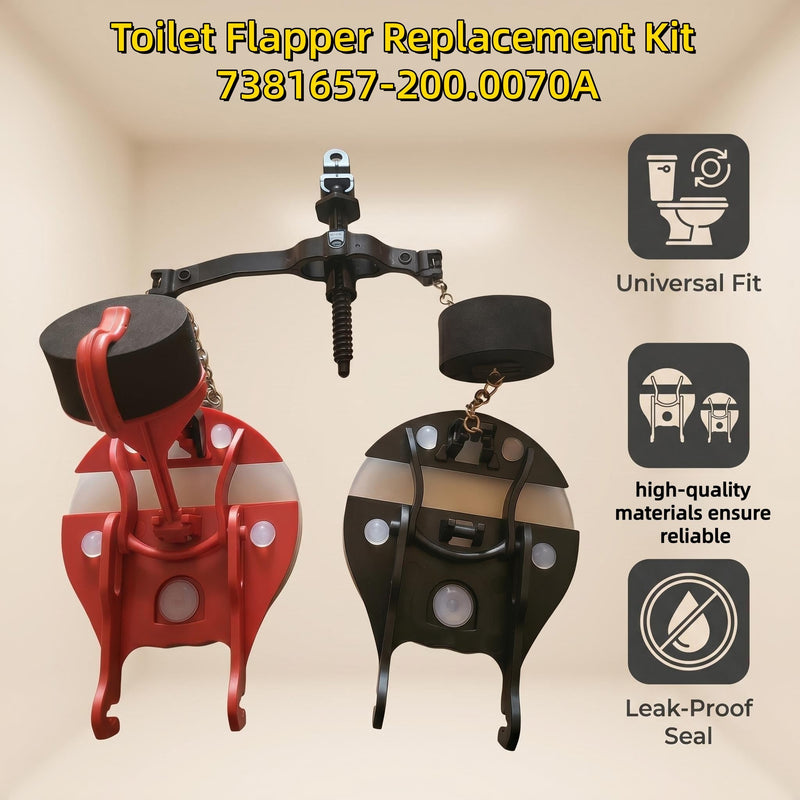 American Standard Toilet Flapper Replacement Kit 7381657-200.0070A | For Vormax Toilet 4270A, 4370A, 4570A, Dual Flappers, Silicone Seals, Metal Chain & Teeter Bar