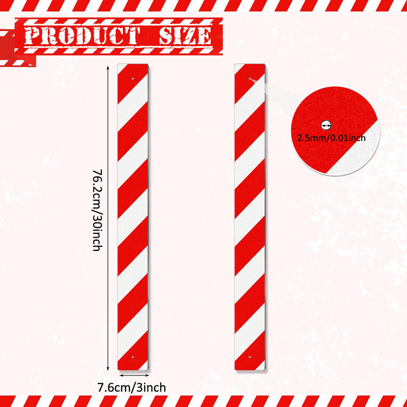 Therwen 4 Pcs Reflective Sign Post Panel 30 x 3'' Aluminum Reflectors for Driveway Entrance Weather Resistant Street Warning Slow Moving Vehicle Sign Post Panel Reflective Road Markers(Red, White) Red, White