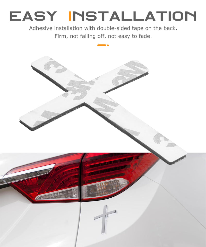 2PCS 3D Cross Stickers,Car Accessories Decals for Vehicles,Self Adhesive Cross Metal Car Emblem,2.5"×1.8" Cross Jesus Automotive Decal,Suitable for Trunk Tailgate Side Decoration (Silver) Silver