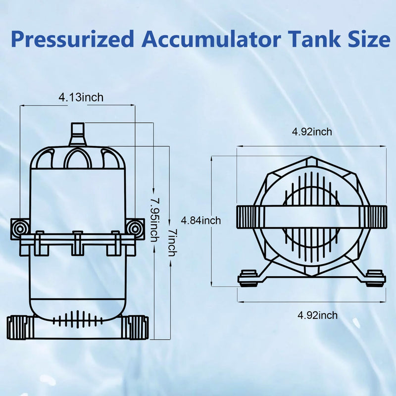 Pre-Pressurized Accumulator Tank, 0.75L Max 125PSI, 1/2 MNPT Port Fitting,Suitable for RV, Boat, Travel Trailer, Caravan