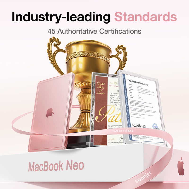 Soonjet for MacBook Neo Case 13 inch 2026 A3404, Anti Crack, Blush Clear | 100% Color Match, Matte Pink, Fingerprint & Scratch Resistant, Mac Laptop Cover, Protective Hard Shell, Close Seamlessly Fit
