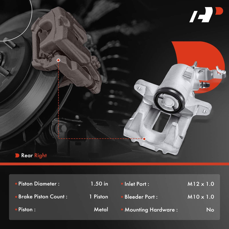 A-Premium Disc Brake Caliper Assembly without Bracket Compatible with Volkswagen and Audi Models - A3 2010-2013, Jetta 2012-2015, Golf 2011, Beetle 2014-2015, Eos 2011-2015 - Rear Right Passenger Side Rear Passenger