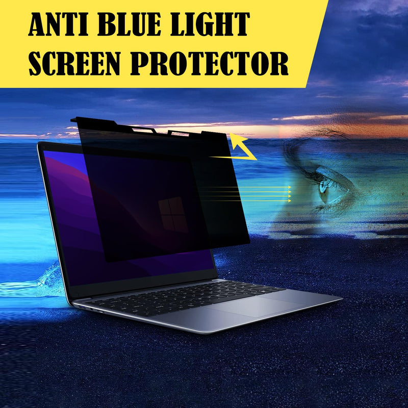 Laptop Privacy Screen 14 Inch Anti Blue Light Screen Protector, Laptop Screen Privacy Shield - 16:9 Aspect Ratio Hanging Style 14.0''W Widescreen (16:9)