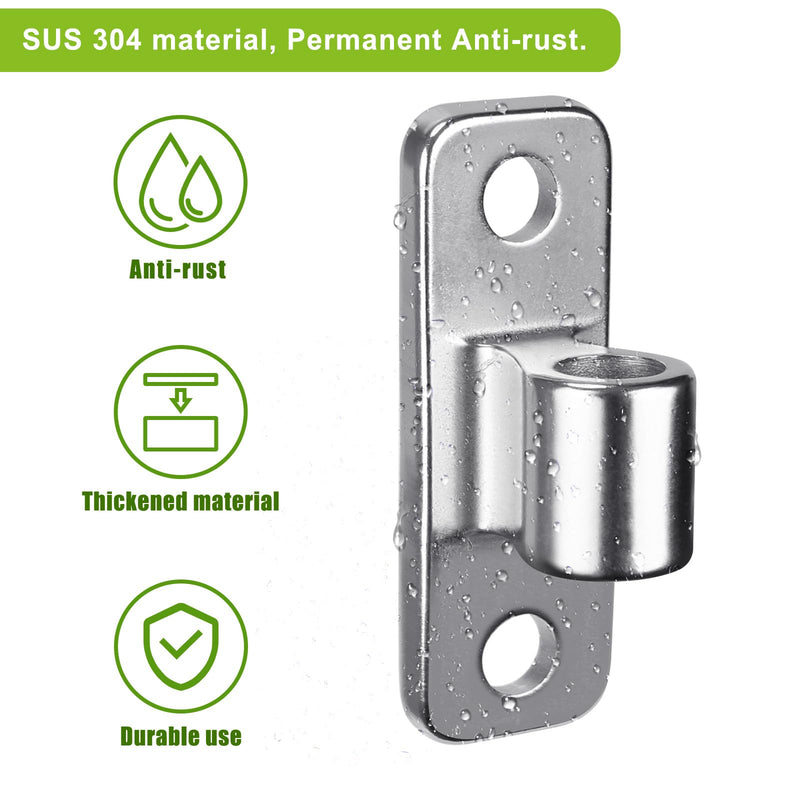 Insaga Heavy Duty 304 Stainless Steel Gate Hinges 2 Pcs, Wall Mount Hardware with 5/8" Pin, One-Piece Cast Hinge for Farm, Fence, Chain Link, Wooden & Metal Gates Silver-SS-Hole-2Pcs