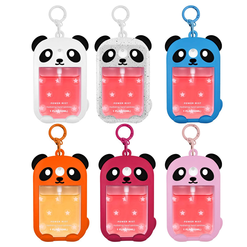 Panda Silicone Case for Touchland Hand Sanitizer Spray (1 fl oz/30ml) | Panda Design | Silicone Material | Includes Keychain | 5 Charms | White 1 Count (Pack of 1)