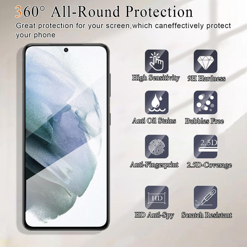 【2+2 Pack】 Privacy Screen Protector for samsung galaxy S21FE 9H Tempered Glass Anti-Spy Private Film Compatible for Samsung S21FE and (2 Pack) Camera Lens Protector