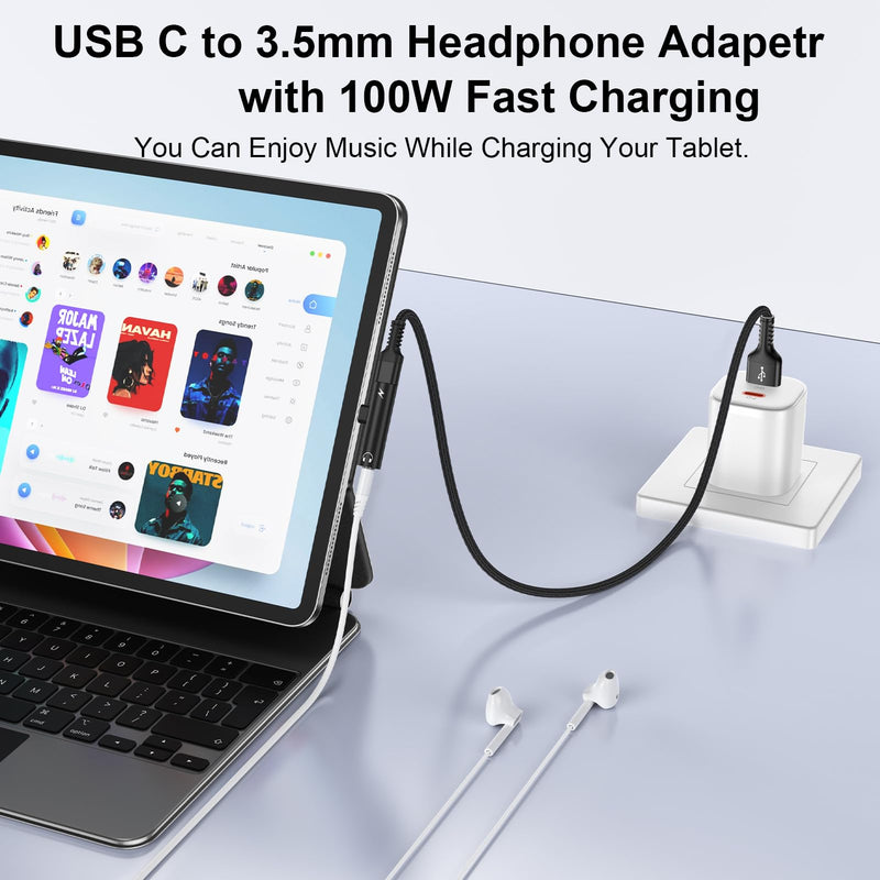 [Apple MFi Certified] Lightning to 3.5mm Headphone Adapter and Charger | 2-in-1 Lightning to Aux Jack Adapter & Fast Charger iPhone Dongle Audio Splitter for iPhone 14 13 12 11 Pro XR XS Max X 8 7 6 Black