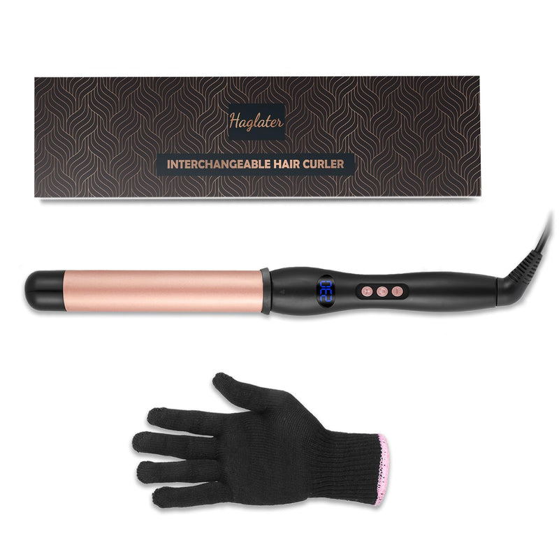 Hair Curling Wand 32mm, Haglater Curler Quick Heating Curling Wand for Long Hair, Ceramic Barrel Curling Iron with Adjustable Temperature 80-230°C 1.3″