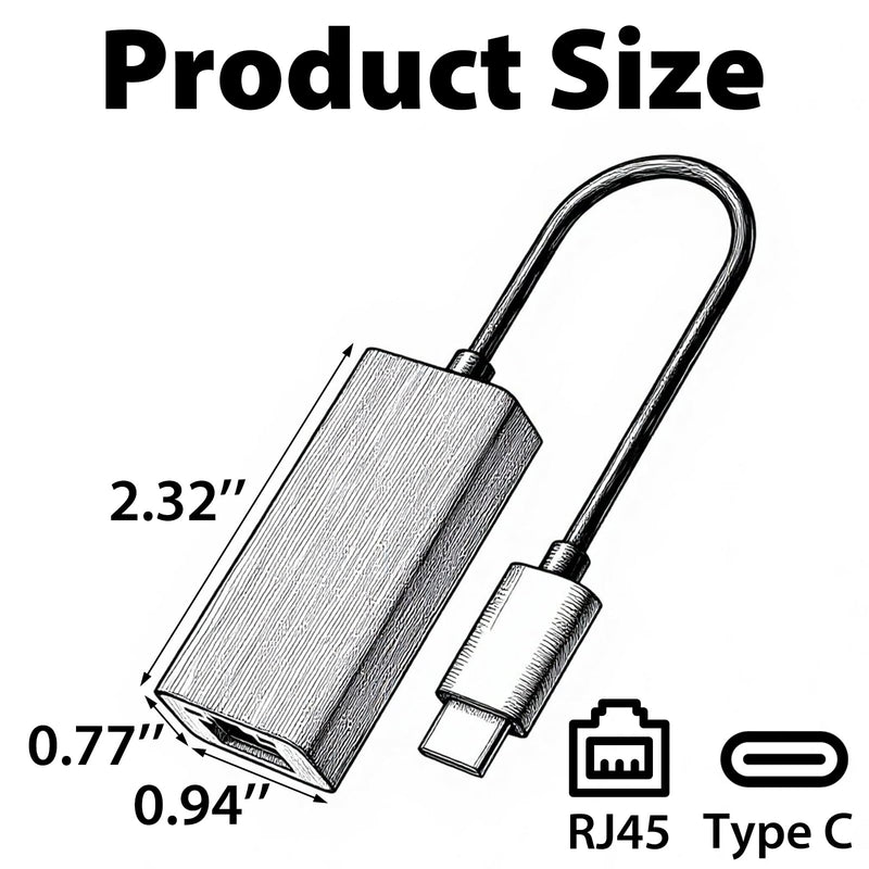 USB C to Ethernet Adapter, Plug and Play Ethernet Adapter, 1Gbps Gigabit RJ45 to Type-C (Thunderbolt 4/3 Compatible) Network Dongle, Compatible for MacBook Pro/Air, iPhone 16 Pro/Max, iPad USB C to Ethernet Adapter