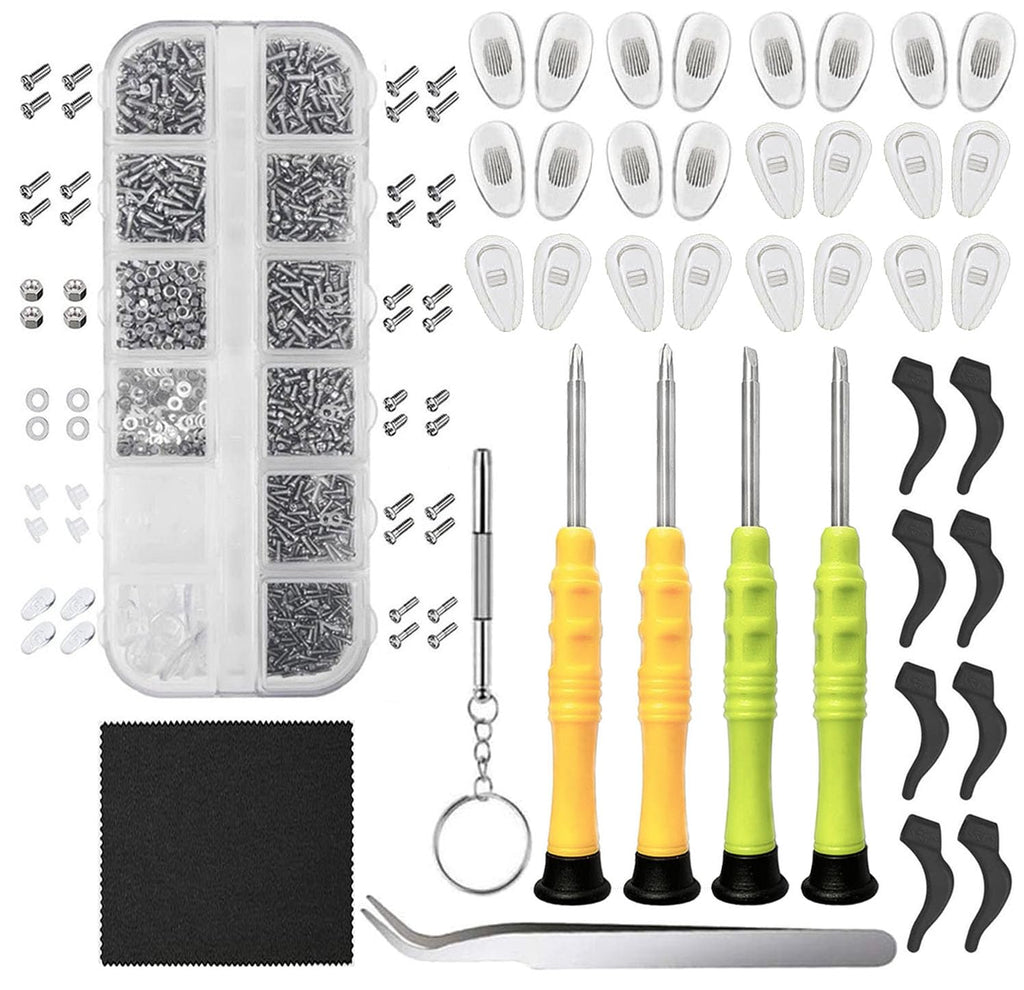 Eyeglasses Repair Kit, Sunglasses Repair Kit with Precision Screwdrivers, Nose Pads, Screws, Tweezer, Cleaning Cloth for Glasses, Sunglass, Watch Clock Spectacle Repair