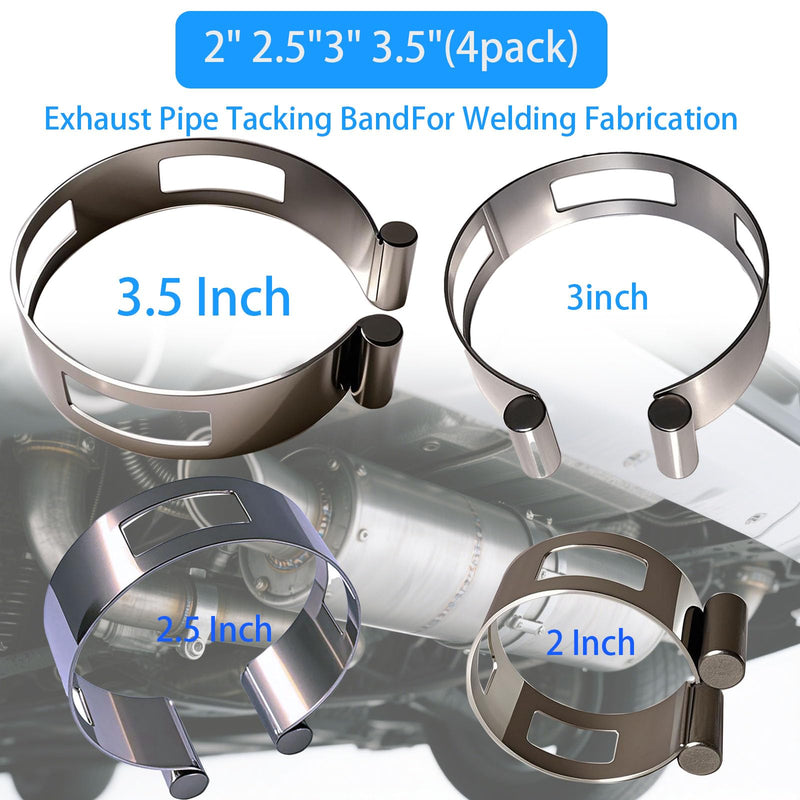 2"2.5" 3"3.5" Stainless Steel Exhaust Tack Welding Clamp-On Kit | Heavy-Duty Corrosion-Resistant Tool for Automotive Exhaust Fabrication & Professional Welding Projects (4PCS) 2,2.5,3,3.5inch