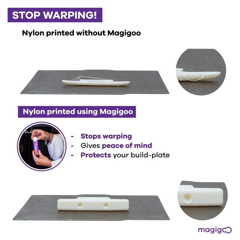 MPA2019 3D Printer Adhesive Glue for Nylon Filaments - Long-Lasting and Reduces Warping on Flex Plate, Glass, PEI, Buildtak & Kapton - 3D Printing Accessories, Supplies, and Materials (50mL) Magigoo PA - Nylon