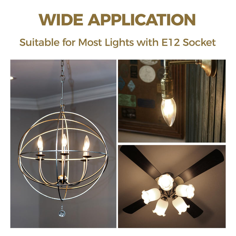 Hizashi E12 Candelabra Light Bulbs 40 watt, Dimmable E12 LED Bulb Soft White 3000K, 90+CRI 4W 450LM B10 LED Candle Light Bulbs, Candelabra Base, UL Listed, 24 Pack 40w Soft White