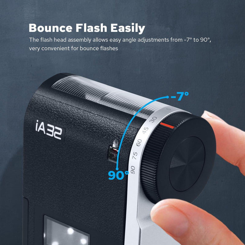 Godox IA32 Mini Flash Speedlite GN15 Output 490 Full-Power Flashes -7°~90° Adjustment, 8 Power Levels Auto/Manual Modes, 2×AA Battery - Powered Compatible with Canon/Nikon/Sony/Fujifilm/Olympus Camera Godox IA32