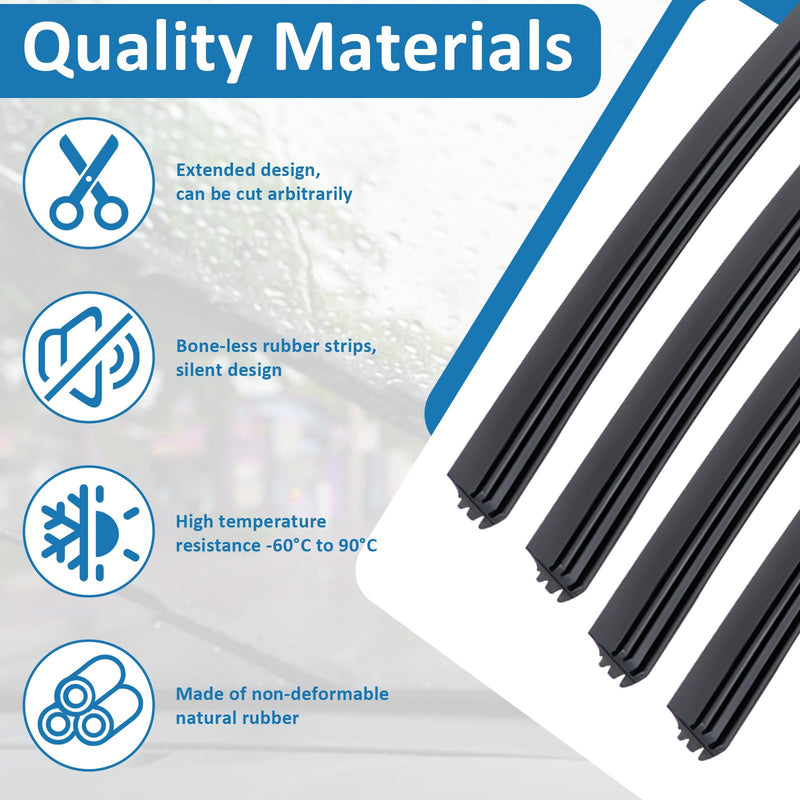 4Pcs Wiper Blade Refill, 28 inch DIY Adjustable Universal Replacement Wiper Blade Refill Replacement for Front and Rear Windshield Wiper Baldes Rubber Strip for Car, Truck, SUV