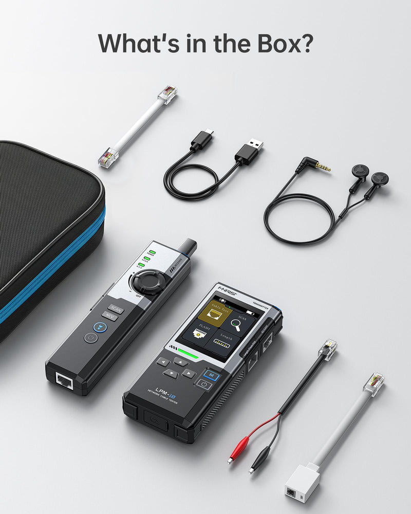 FNIRSI LPM-10A Ethernet Tester, Network Cable Tester Kit for CAT5 CAT6 RJ11 RJ45, Wire Tracer & Cable Toner, PoE/NCV/Length Test, Rechargeable Ethernet Cable Tester