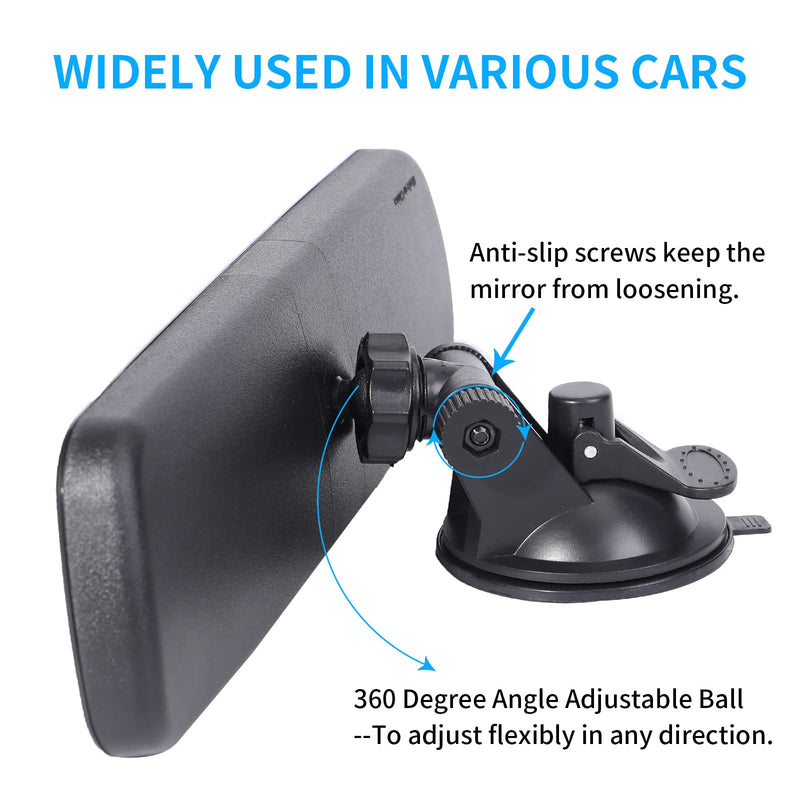 Universal Rear View Mirror with Suction Cup - Anti-Glare Interior Mirror for Car, Truck, SUV & Boats - 9.76" (248mm) 12IN Blue