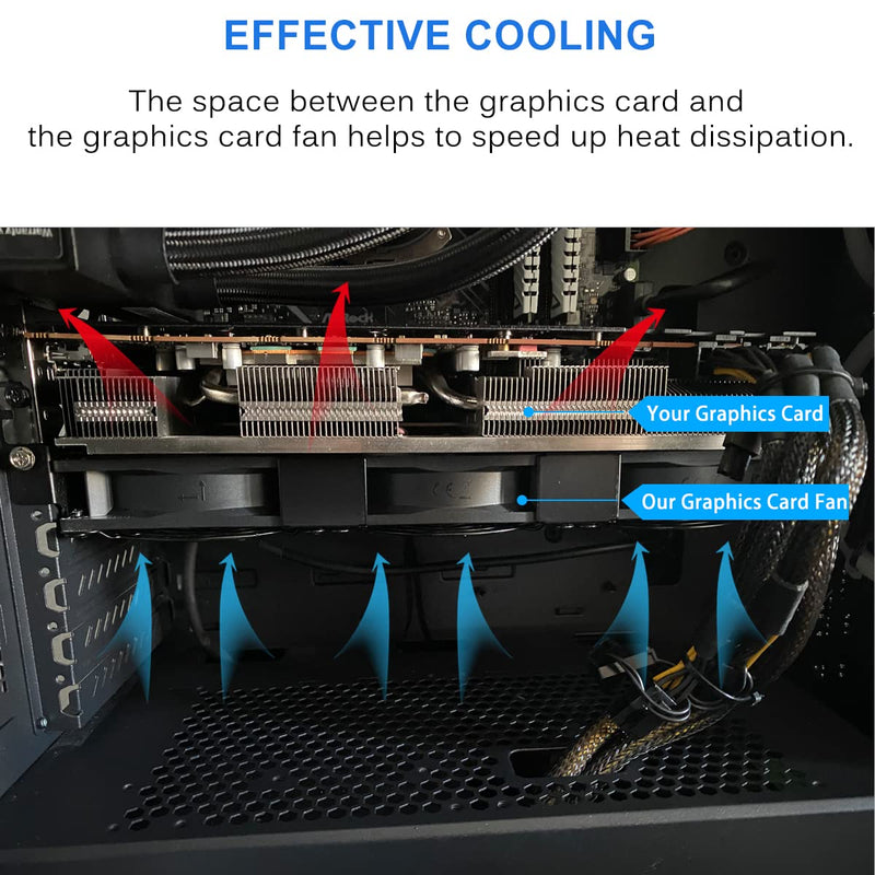 GDSTIME Graphic Card Fans, PCI Slot 3X 90mm 92mm Fans, Graphics Card Cooler | Video Card Cooler, VGA Cooler, GPU Fan Cooler 3* 92x92x25mm fan